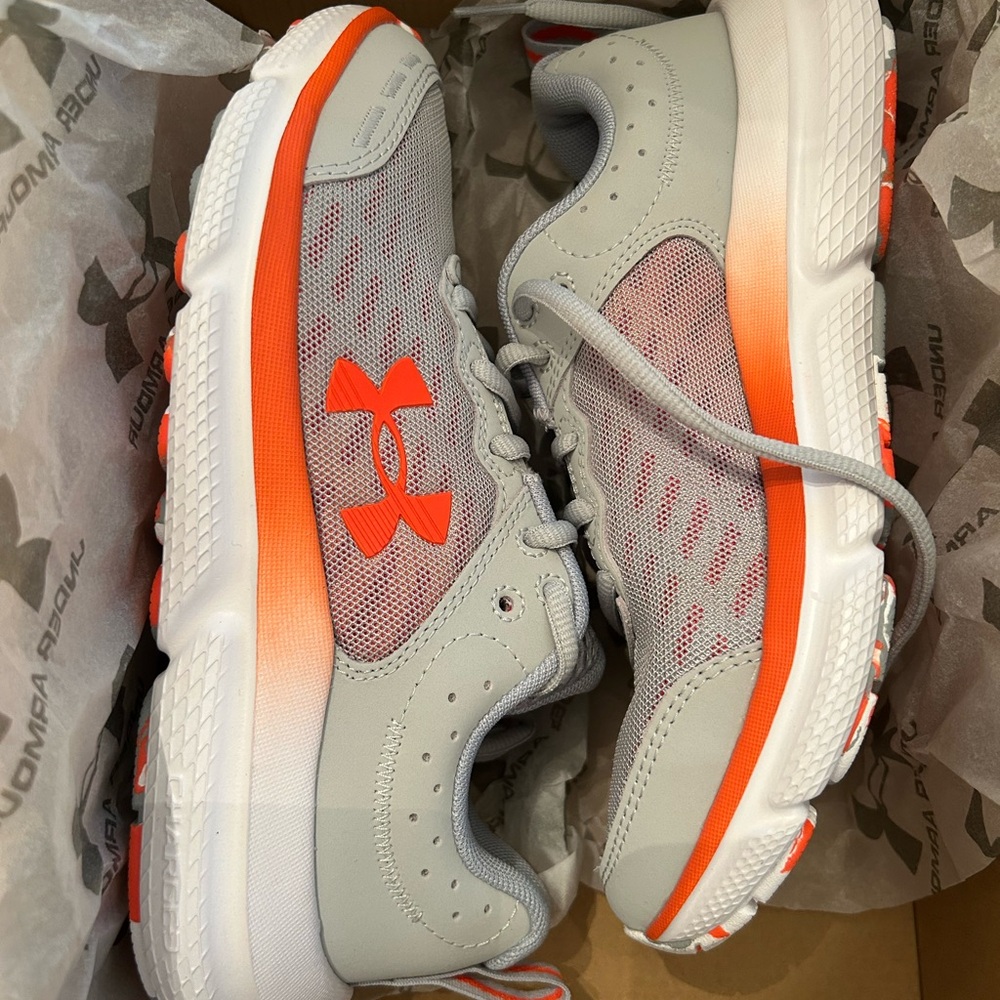 Under Armour Light Gray with Bright Orange Accents Shoes